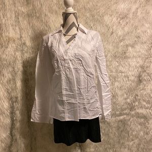 White Pullover Blouse w/ Eyelet & Beading Details